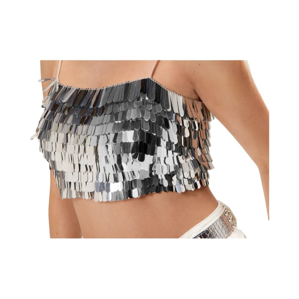 Burning Man Festival Silver Sequin Camisole: size 10